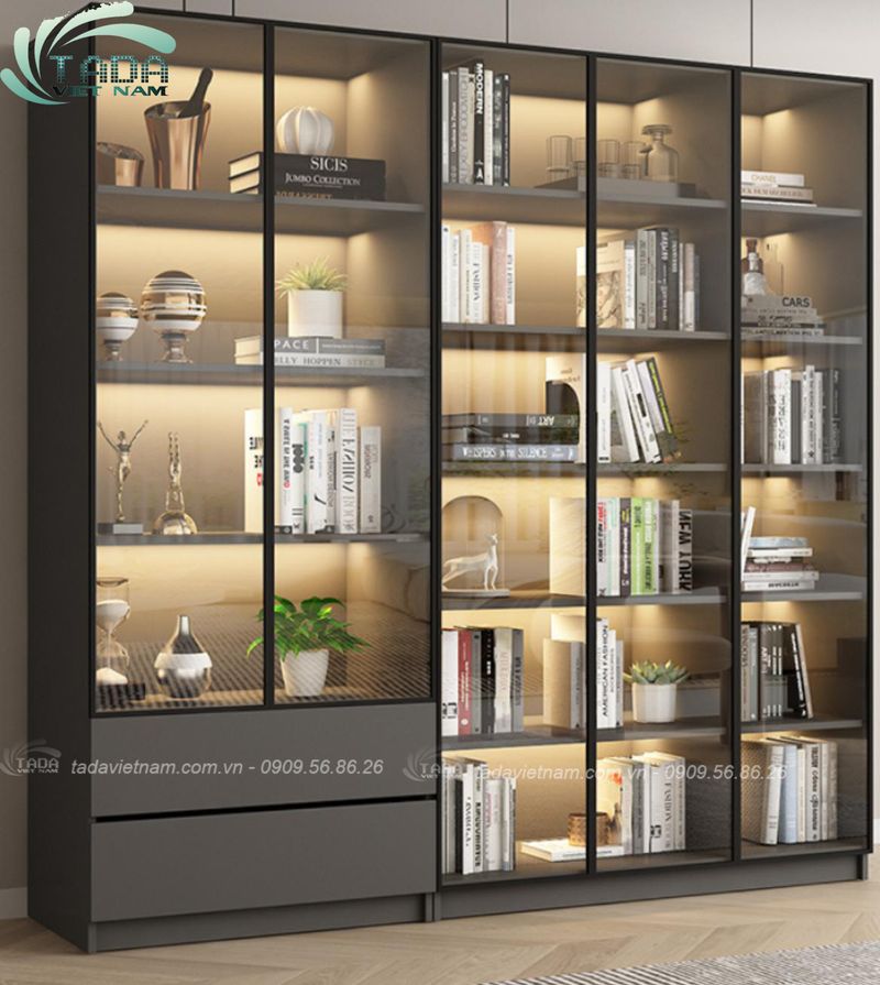 Tủ Trưng Bày Gỗ Phòng Khách Đẹp 3 Tủ trưng bày đa năng