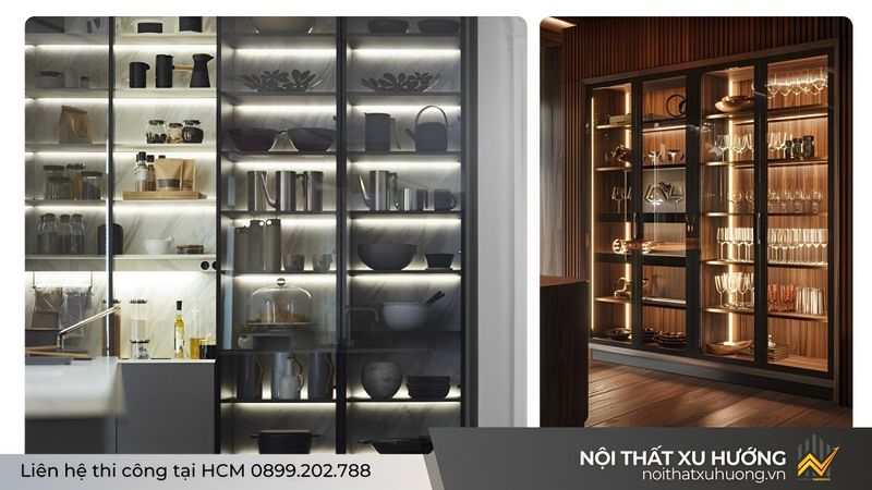 Đóng Tủ Trưng Bày Theo Yêu Cầu 2 Tủ trưng bày gỗ đẹp hiện đại