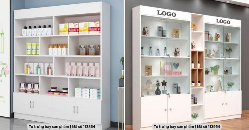 Tủ Trưng Bày Tối Giản 3 Tủ trưng bày kết hợp kim loại và kính