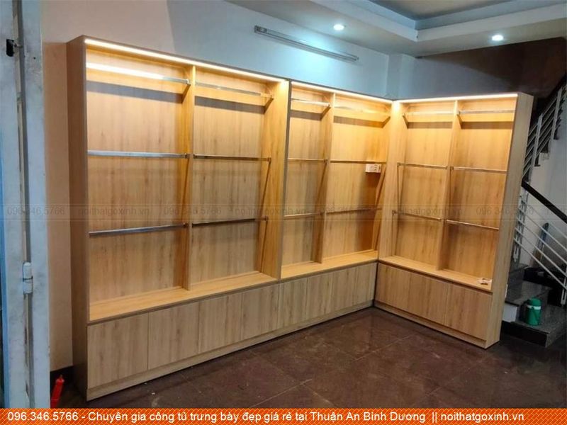 Gia Công Tủ Trưng Bày Gỗ Đẹp 2 Chuyên gia gia công tủ trưng bày đẹp giá rẻ tại Thuận An, Bình Dương