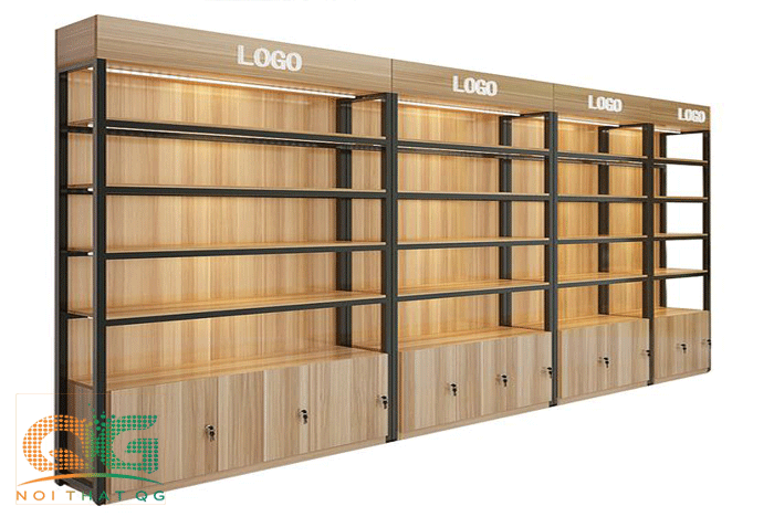 Tủ Trưng Bày Gỗ Sản Phẩm Đẹp 6 Kệ bán mỹ phẩm