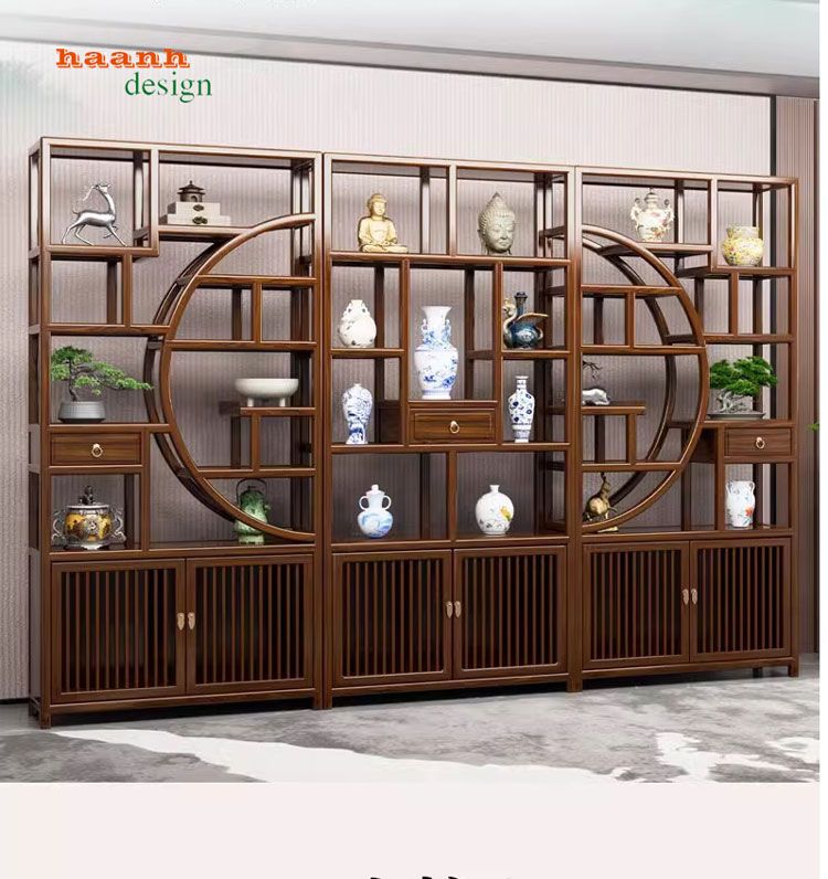 Tủ Trưng Bày Gỗ Đẹp 3 Kệ trang trí và gia cố