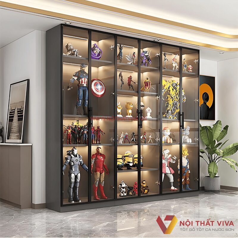 Tủ Trưng Bày Hiện Đại 1 Tủ kính trưng bày mô hình trò chơi bên bỉ phong cách hiện đại