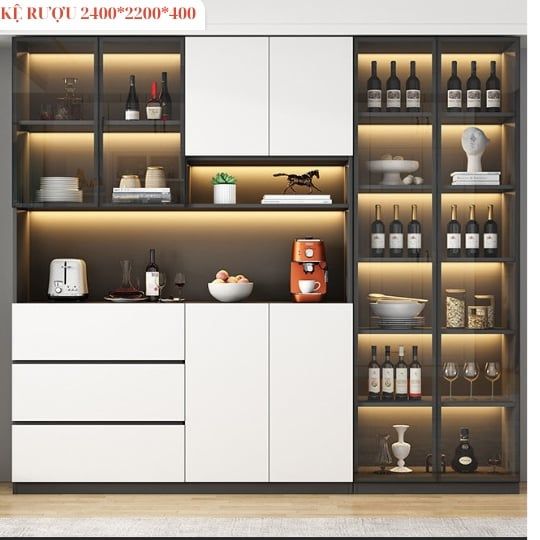 Tủ rượu phòng khách đẹp hiện đại nội thất Anh Khoa