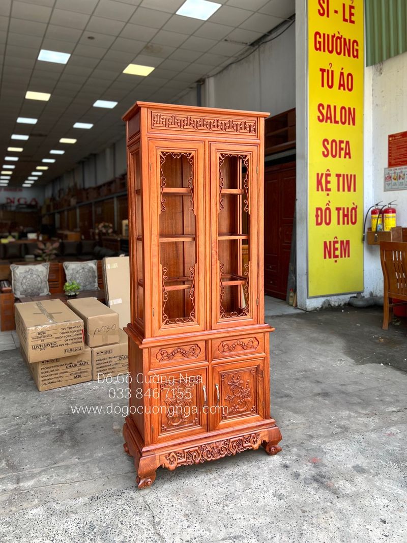 Tủ Trưng Bày Gỗ Đẹp Giá Rẻ 1 Tủ trưng bày rượu gỗ sồi Nga